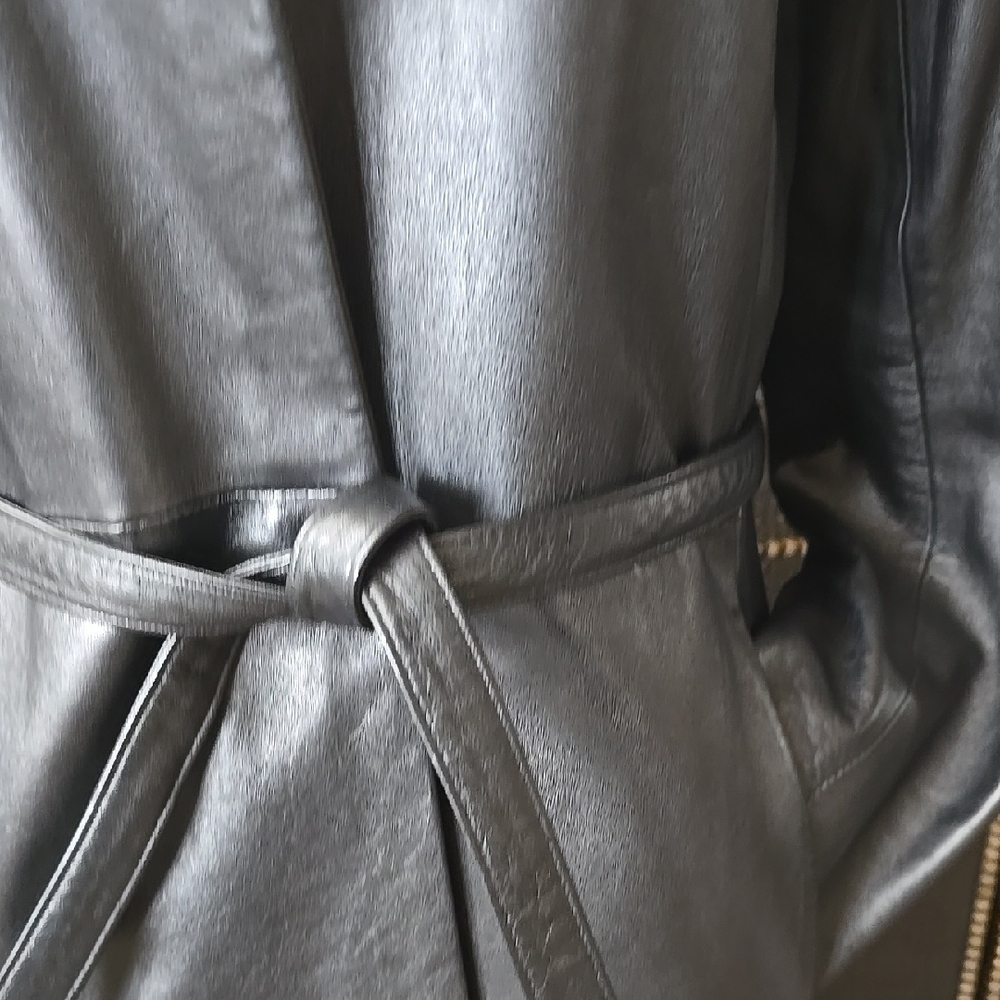 Kenneth Cole Black Trench Coat Timeless Elegance - Picture 15 of 16